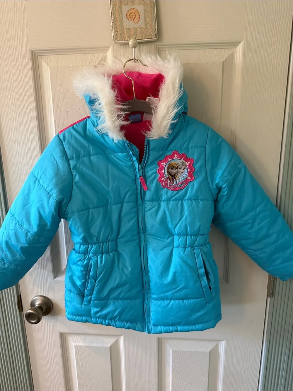 Disney Frozen Winter Puffer coat, winter blue - Bright Pink Lining